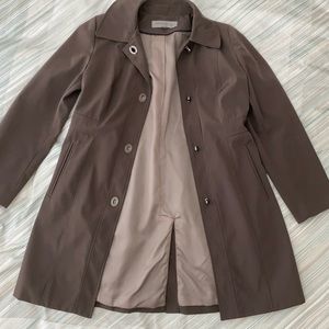 Anne Klein Trench Rain Coat feminine style color taupe brown size medium